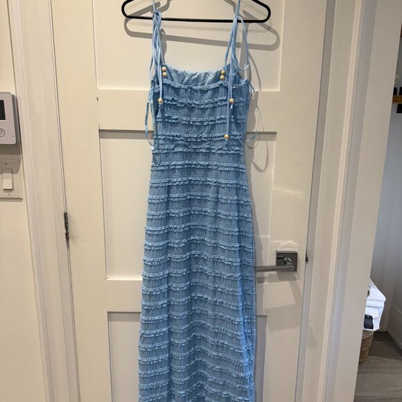 Blue Ruffle Maxi Dress - Picture 5 of 6